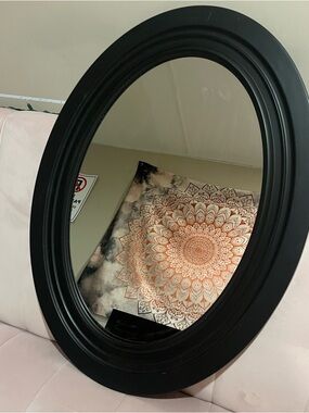 Black Oval Wall Mirror - Classic Decorative Accent